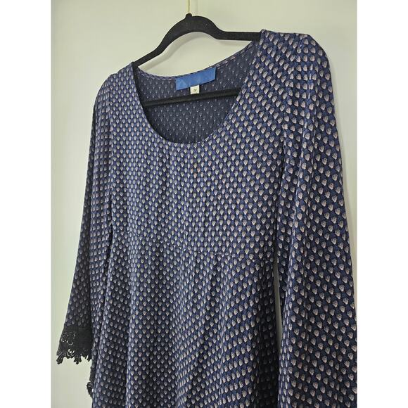 Blue Rain Crocheted Long Sleeve Peasant Dress SzM Rayon Blue - Picture 4 of 12